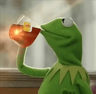 😐 cf4c09ec Kermit 科米, 茶, 布偶, 表情包, 喝茶, 科米蛙 telegram sticker