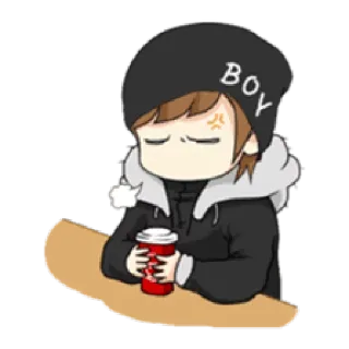 🍹 1121c7c0 BOY การ์ตูน, เด็กผู้ชาย, กาแฟ, ฤดูหนาว, อนิเมะ, น่ารัก, โกรธ telegram sticker