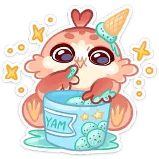 🍦 92fb09fd YAM cute, monster, ice cream, cartoon, kawaii, dessert, yam whatsapp sticker