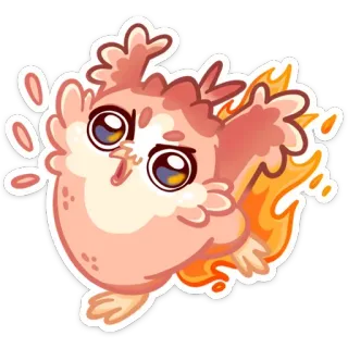 😡 d24283f6 sticker, cute, animal, fluffy, bird, fire whatsapp sticker