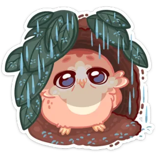 ☂️ 76453630 hibou, oiseau, mignon, pluie, kawaii, animal, sticker, dessin animé telegram sticker