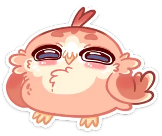 ☺️ de5df7f6 hibou, oiseau, mignon, chibi, autocollant, dessin animé telegram sticker
