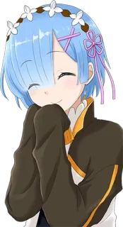 😂 4b8a877f Rem animé, fille, cheveux bleus, mignon, Rem, Re:Zero telegram sticker