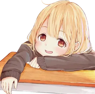 😀 e9d63ed4 Anime, Fille, Mignon, Dessin animé, École, Étudiant, Cheveux blonds telegram sticker
