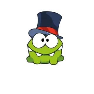 👍 61f9e415 Om Nom Cut the Rope Мультфильм, Зеленый, Монстр, Шляпа, Милый, Om Nom, Cut the Rope telegram sticker