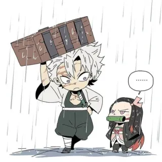 🌧 57d1ad32 Sanemi Shinazugawa, Nezuko Kamado Demon Slayer ...... อนิเมะ, ดาบพิฆาตอสูร, เนซึโกะ, ซาเนมิ, ฝน, จิบิ telegram sticker