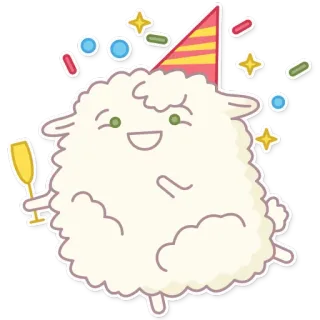 🎉 1683ed66 ovelha, festa, celebração, fofo, desenho animado whatsapp sticker
