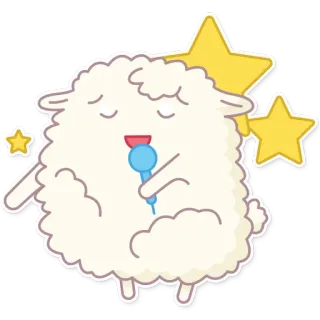 💃 1ba24d05 ovelha, estrela, cantando, fofo, desenho animado, fofo whatsapp sticker