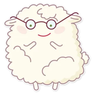 🤓 1de23048 ovelha, animal, desenho animado, óculos, fofo, fofo whatsapp sticker