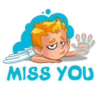 😢 20aa0097 MISS YOU я скучаю по тебе, ангел, мультфильм, милый, любовь, привязанность telegram sticker