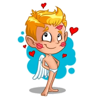😘 95641988 Cupid купидон, любовь, ангел, сердца, мультфильм, персонаж, романтика telegram sticker