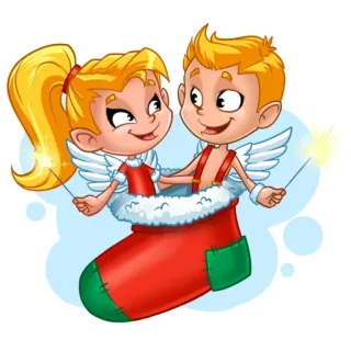 🎄 2a367401 christmas, children, stocking, cute, cartoon, wings, holidays telegram sticker