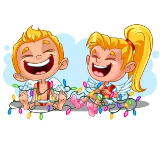 🎉 8036f8a6 angel, christmas, cute, cartoon, lights telegram sticker