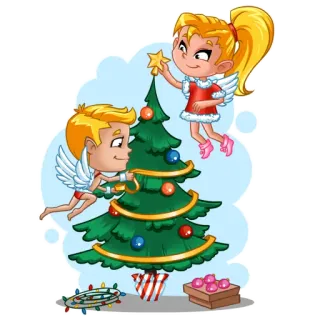 🎄 8737b1a7 christmas, tree, angel, ornaments, holiday telegram sticker