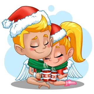 🎅 da0a5553 christmas, winter, cartoon, cute, love, couple, holiday telegram sticker