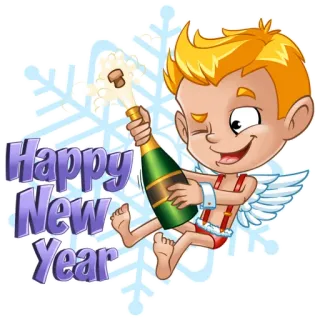 🎊 e550cd7c Happy New Year new year, angel, champagne, celebration, holiday telegram sticker