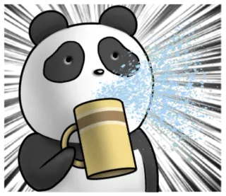 💦 b9e471ee パンダ, マグカップ, 動物, 可愛い, 飲み物 telegram sticker