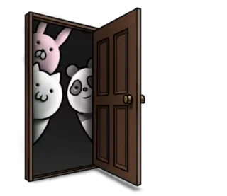 😳 e26161ff 動物, ドア, 覗き見, ウサギ, 猫, パンダ telegram sticker