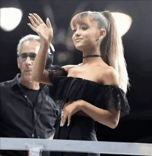 🌿 19bc9151 Ariana Grande ariana grande, singer, celebrity, pop star, woman, waving telegram sticker