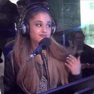 📀 37580d98 Ariana Grande singer, microphone, headphones, celebrity, music, pop star telegram sticker