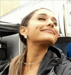 🌿 8d012216 Ariana Grande singer, pop star, celebrity, woman, smile, selfie telegram sticker