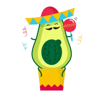 😄 2ff500ed alpukat, sombrero, kumis, kartun, buah, mexico, pesta telegram sticker