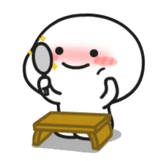 ☺️ 970f1a96 만화, 이모티콘, 거울, 테이블, 귀여운 telegram sticker