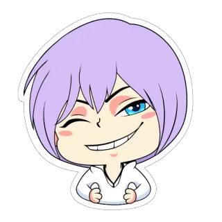 😁 d4fa9d07 动漫, 卡通, 角色, 淡紫色头发, 眨眼, 可爱, 友善, 贴纸 telegram sticker