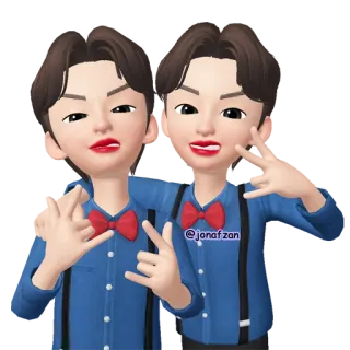 🤟 db4d3476 @jonafzan Kartun, Persahabatan, Potret, Seni digital, Ilustrasi whatsapp sticker