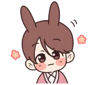 🌸 5b093b93 Мультфильм, Милый, Кролик, Персонаж, Цветы, Наклейка telegram sticker