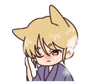 🌫 7cfcbd2d Аниме, Кошачьи ушки, Милый, Парень, Румянец telegram sticker