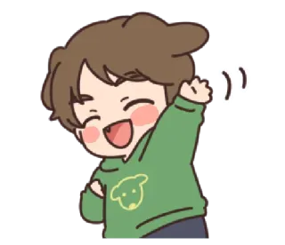 👋 965b9519 мультфильм, счастливый, мальчик, улыбка, машет, милый, дружелюбный telegram sticker