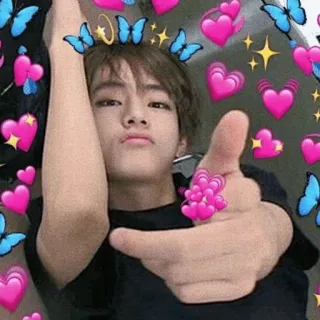 🍪 edc5f04e V kpop, idol, cantante, cuori, farfalle, carino whatsapp sticker