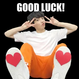 👍 d15962da GOOD LUCK! powodzenia, znak pokoju, serca, wsparcie, studnia życzeń, los telegram sticker