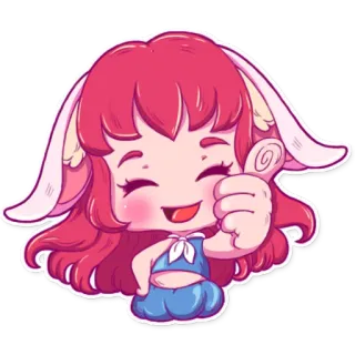 👍 6f68523b Cartoon, Anime, Kawaii, Chibi, Pouce levé, Lapin, Mignon whatsapp sticker