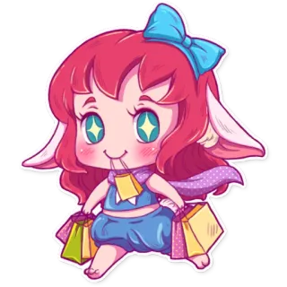 🛍 74e66a3a chibi, mignon, shopping, kawaii, dessin animé, personnage, animé whatsapp sticker