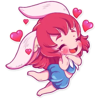 💕 8e62fa73 lapin, kawaii, mignon, amour, coeurs, animé, autocollant whatsapp sticker