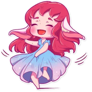 😁 ea967470 dessin animé, chibi, fille, fée, joyeux, danse, mignon whatsapp sticker