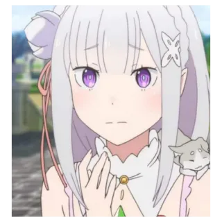 🥄 4050a702 Emilia Re:Zero アニメ, 女性, かわいい, カートゥーン, エミリア, Re:ゼロ, キャラクター, ポートレート telegram sticker