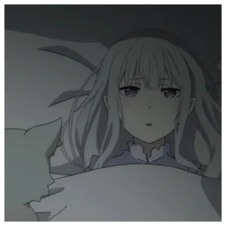 🛏 8cab7640 Emilia Re:Zero − Starting Life in Another World アニメ, カートゥーン, キャラクター, ベッド, 眠い, 白い髪, エミリア, Re Zero telegram sticker