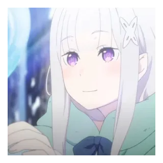 🩹 e37a320f Emilia Re:Zero アニメ, カートゥーン, ポートレート, 女の子, アニメガール, エミリア telegram sticker