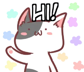 🌸 50691bb0 HI! 猫, 挨拶, こんにちは, 可愛い, フレンドリー, 漫画 telegram sticker