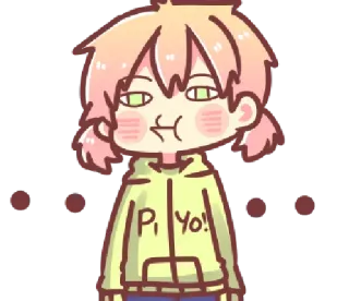 😐 daaf9052 Pi Yo! アニメ, ちび, 可愛い, かわいい, ぷく telegram sticker