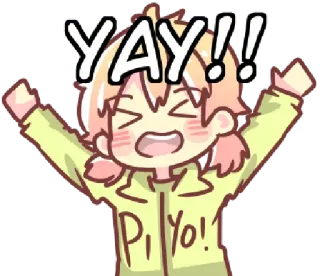 🥳 f378305c YAY!! Piyo! やったー, ハッピー, お祝い, ワクワク, かわいい, アニメ風 telegram sticker