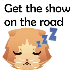 🐱 0a7c1c70 Get the show chat, endormi, dessin animé, animal, orange, spectacle whatsapp sticker