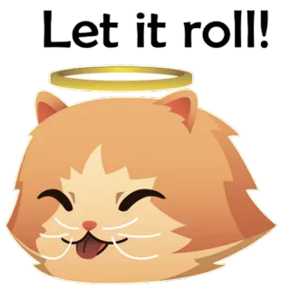 🐱 5a3a4657 Let it roll! chat, mignon, auréole, ange, autocollant, dessin animé whatsapp sticker
