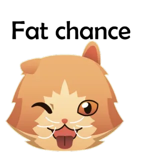 🐱 d78f9fb3 Fat chance chat, animal, illustration, dessin animé, clin d'oeil, tirer la langue whatsapp sticker
