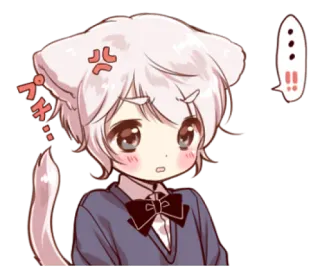 🍭 4b04d1f6 プチ… Anime, Oreilles de chat, Kawaii, Dessin animé, Mignon, Manga, Autocollant telegram sticker