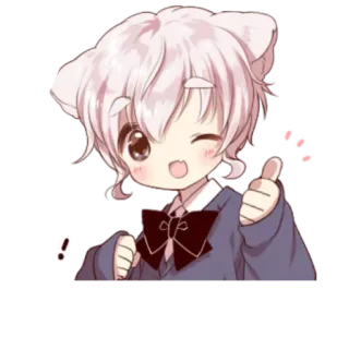 👍 038ea9cb ! Anime, Kawaii, Imut, Telinga kucing, Chibi, Seragam sekolah telegram sticker