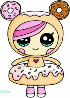 🤤 26b26316 donut, kawaii, fofo, comida, desenho animado, doce telegram sticker